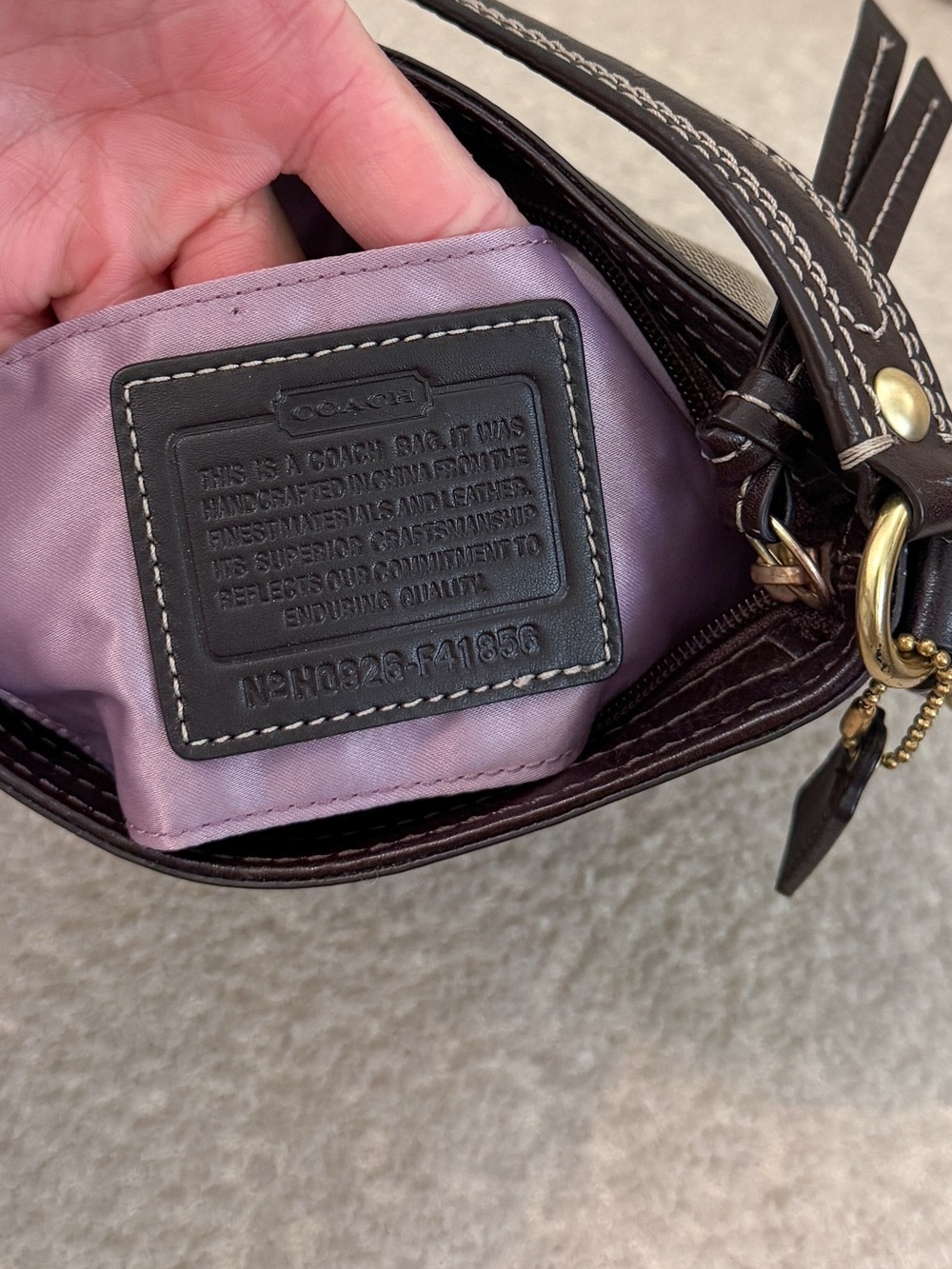 Vintage Coach Signature Canvas Mini Zoe Brown Purse Shoulder Bag Y2K - Picture 7 of 9